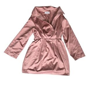 House of CB Blush Satin Wrap Dress